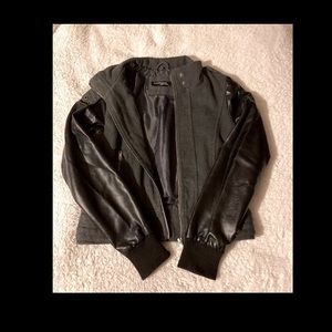 Half Faux Leather/Half Clothe Jacket